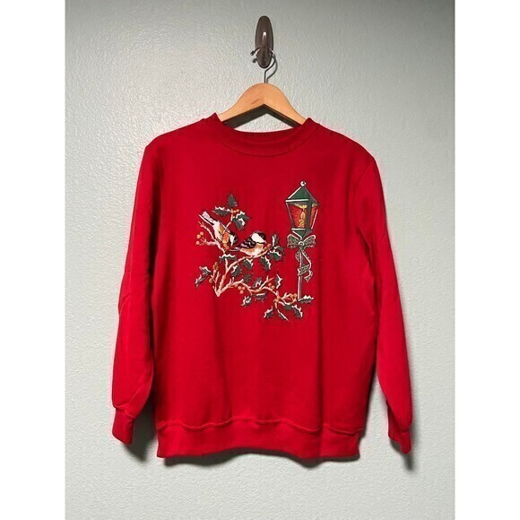Vintage Blair Women's Red Christmas Winter Bird Sweater large‎ - Picture 1 of 7